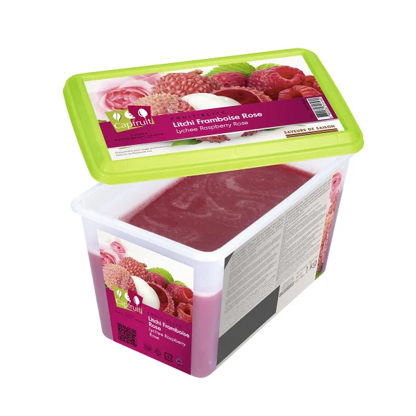 Piure congelat Litchi si zmeura cu aroma de trandafir (1kg)